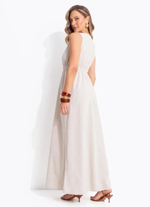 Quintess - Vestido Natural em Linho com Viscose - QUINTESS