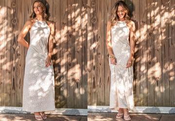 Vestido Natural em Malha Laise