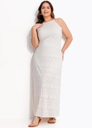 Quintess - Vestido Longo Frente Única em Malha Laise com Alça Cruzada - QUINTESS