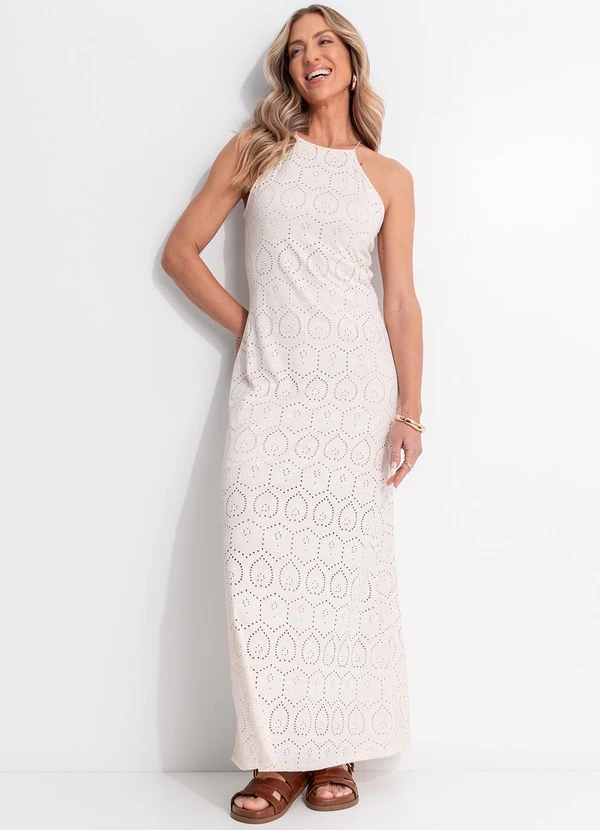 Quintess - Vestido Longo Frente Única em Malha Laise com Alça Cruzada 7