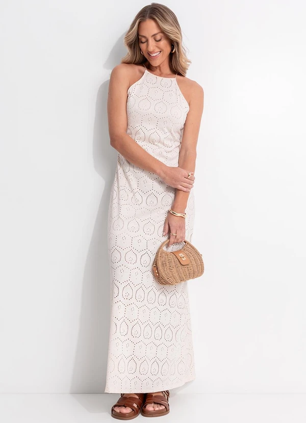 Quintess - Vestido Longo Frente Única em Malha Laise com Alça Cruzada 6