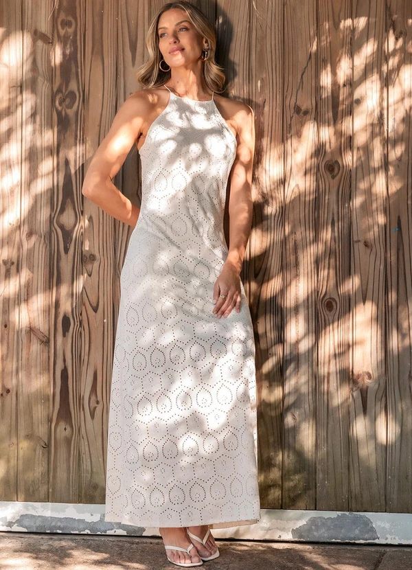 Quintess - Vestido Longo Frente Única em Malha Laise com Alça Cruzada 14