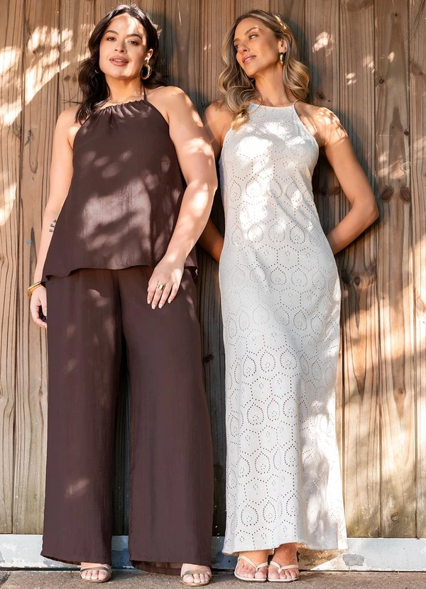 Quintess - Vestido Longo Frente Única em Malha Laise com Alça Cruzada 11