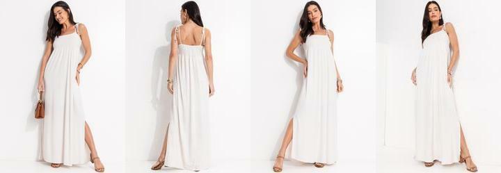 Vestido Natural em Malha Texturizada