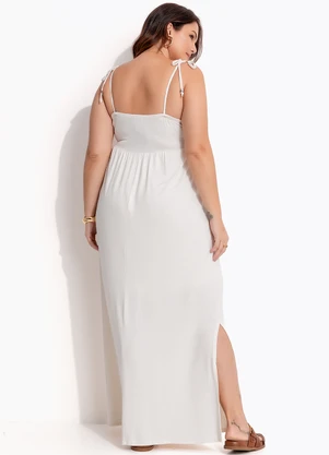 Quintess - Vestido Natural em Malha Texturizada - QUINTESS