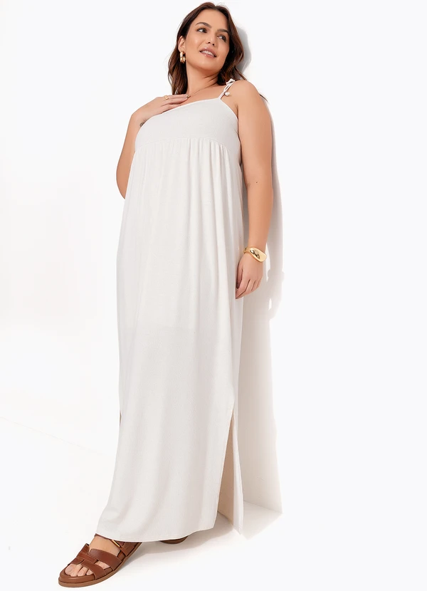 Quintess - Vestido Natural em Malha Texturizada