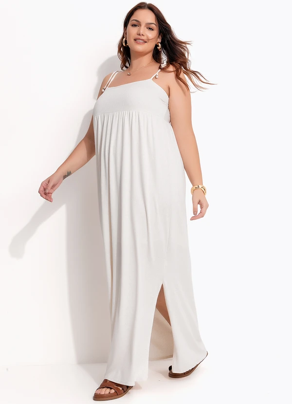 Quintess - Vestido Natural em Malha Texturizada 2