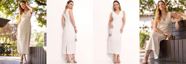 Vestido Natural em Tecido Texturizado