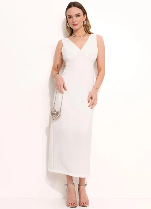 Quintess - Vestido Natural em Tecido Texturizado - QUINTESS
