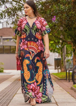 Quintess - Vestido Natural Tropical em Malha Fria - QUINTESS