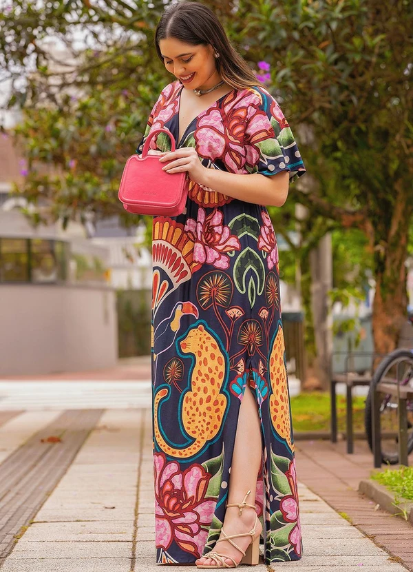 Quintess - Vestido Natural Tropical em Malha Fria 11