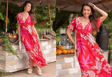 Vestido Natureza Vermelha em Malha Fria