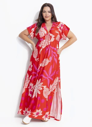 Quintess - Vestido Natureza Vermelha em Malha Fria - QUINTESS