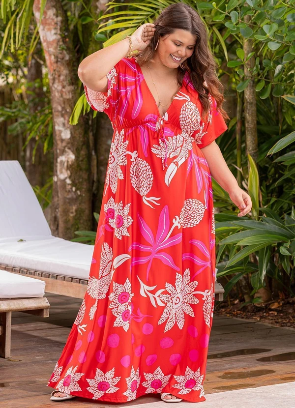 Quintess - Vestido Natureza Vermelha em Malha Fria 13