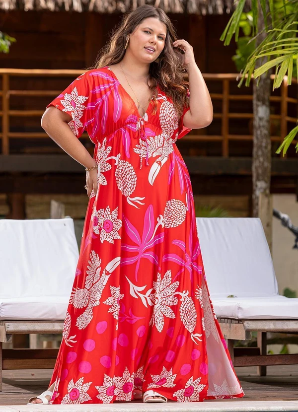 Quintess - Vestido Natureza Vermelha em Malha Fria 15