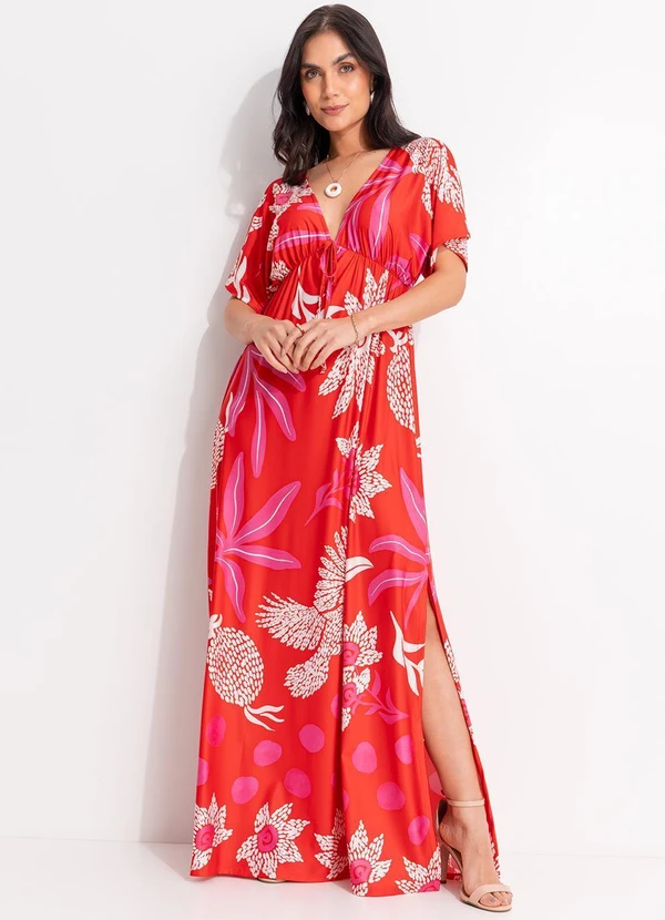 Quintess - Vestido Natureza Vermelha em Malha Fria 3