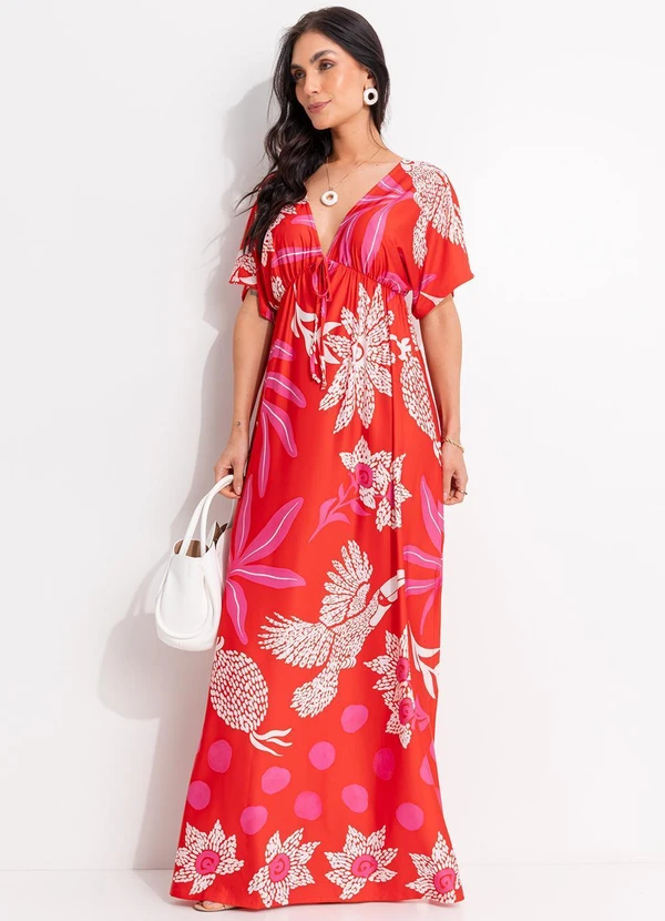 Quintess - Vestido Natureza Vermelha em Malha Fria 6