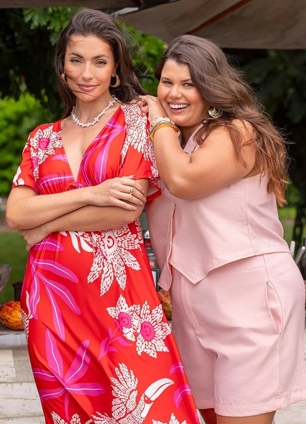 Quintess - Vestido Natureza Vermelha em Malha Fria 10