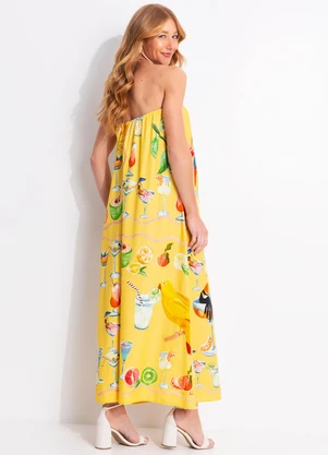 Farm - Vestido Nó Coquetel Lenço Amarelo - FARM