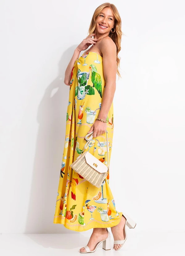 Farm - Vestido Nó Coquetel Lenço Amarelo 5