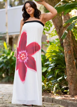 Quintess - Vestido Off White em Chiffon - QUINTESS