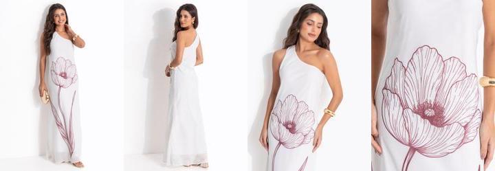 Vestido Off White em Chiffon