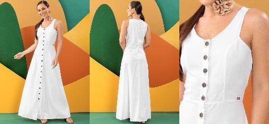 Vestido Off White em Jeans Leve