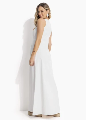 Quintess - Vestido Off White em Jeans Leve - QUINTESS