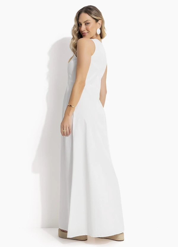 Quintess - Vestido Off White em Jeans Leve 2