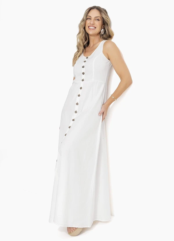 Quintess - Vestido Off White em Jeans Leve 3
