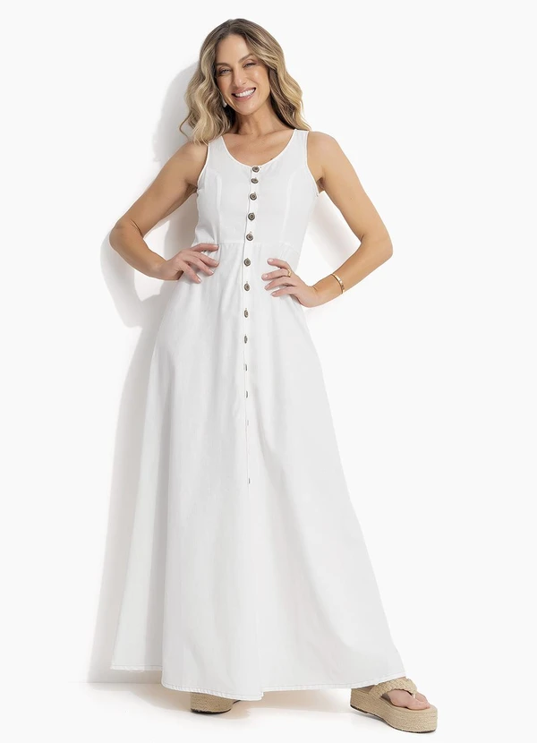 Quintess - Vestido Off White em Jeans Leve 6