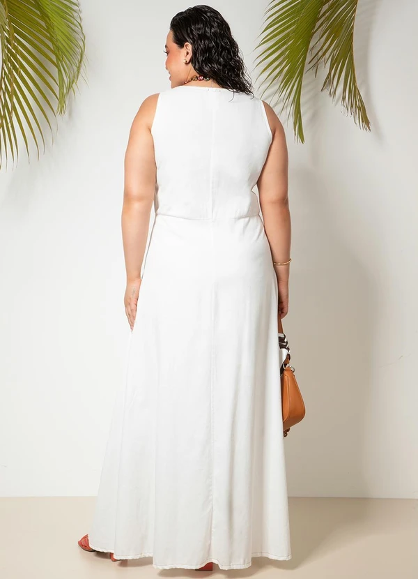 Quintess - Vestido Off White em Jeans Leve 9