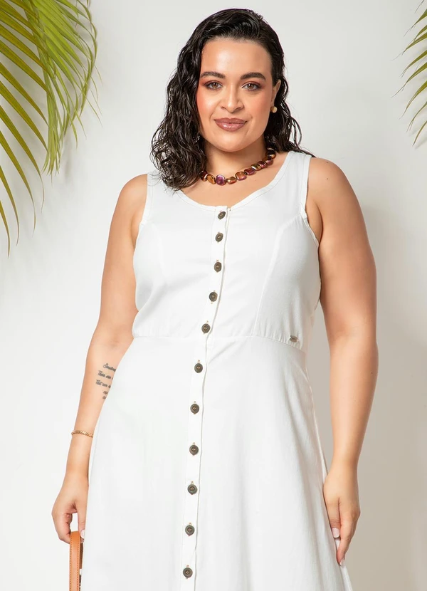 Quintess - Vestido Off White em Jeans Leve 10