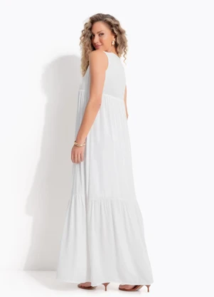 Quintess - Vestido Off White em Viscose Plana - QUINTESS