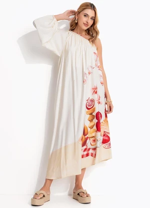 Farm - Vestido Ombro Só Afrodite Bege - FARM