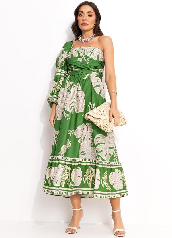 Farm - Vestido Ombro Só de Renda Verde