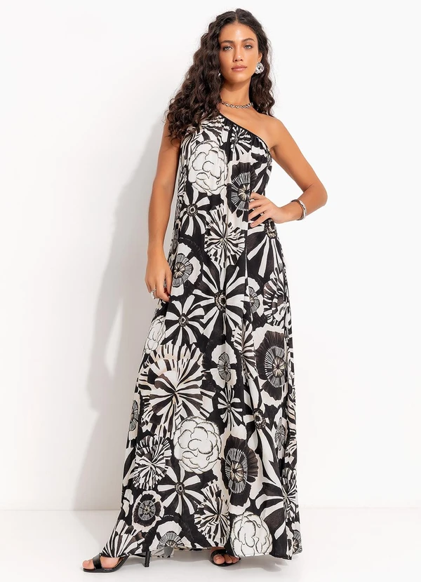 Farm - Vestido Ombro Só Flora Preto 1