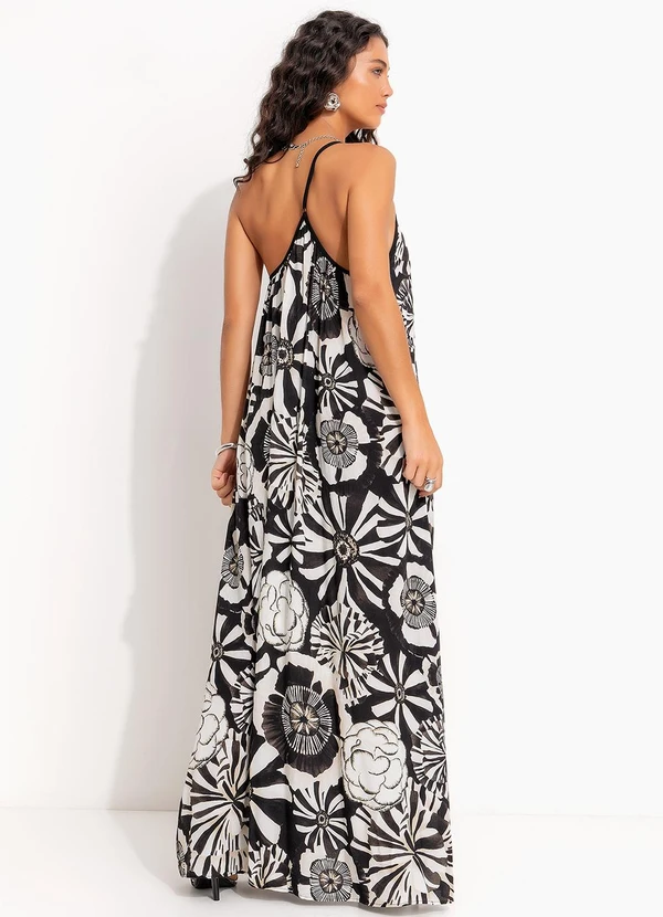 Farm - Vestido Ombro Só Flora Preto 2