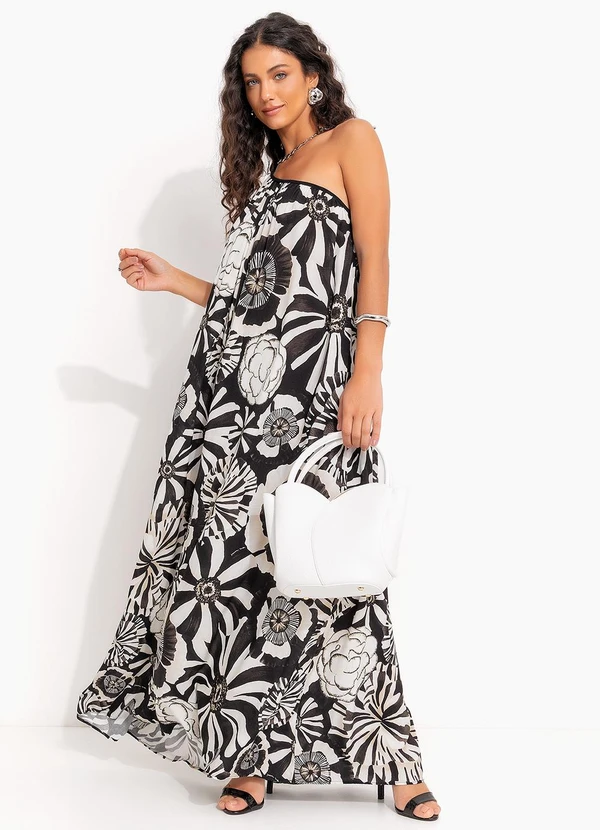 Farm - Vestido Ombro Só Flora Preto 3