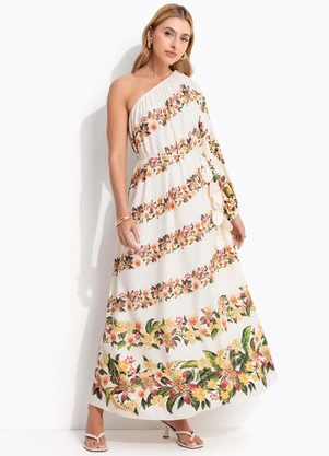 Farm - Vestido Ombro Só Floral Mali Bege - FARM