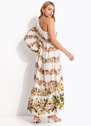 Farm - Vestido Ombro Só Floral Mali Bege - FARM