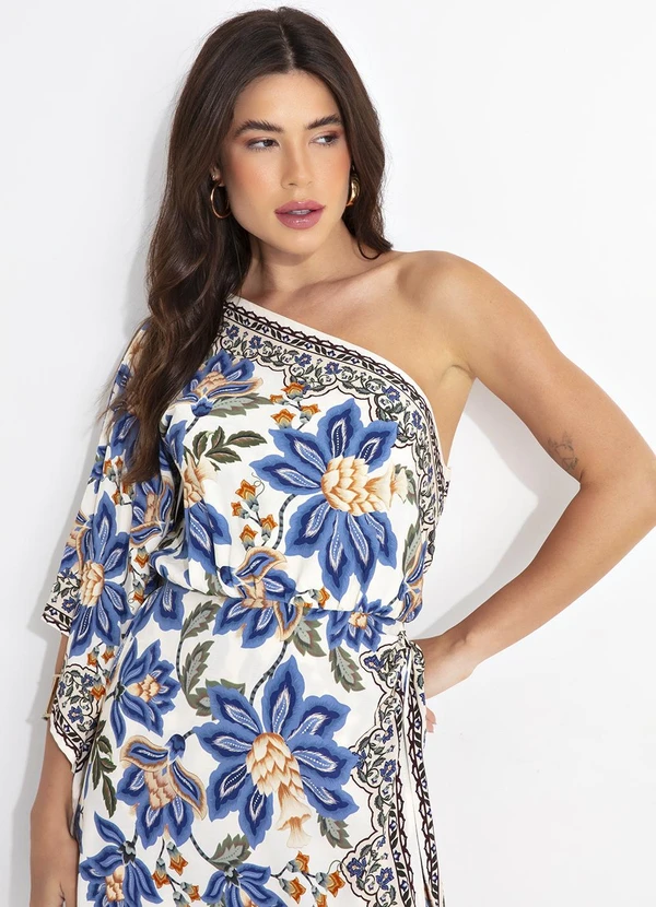 Farm - Vestido Ombro Só Jardim Chintz Lenço Bege 8