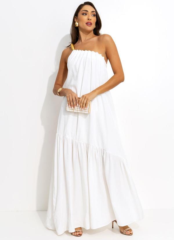 Farm - Vestido Ombro So Longo Off White
