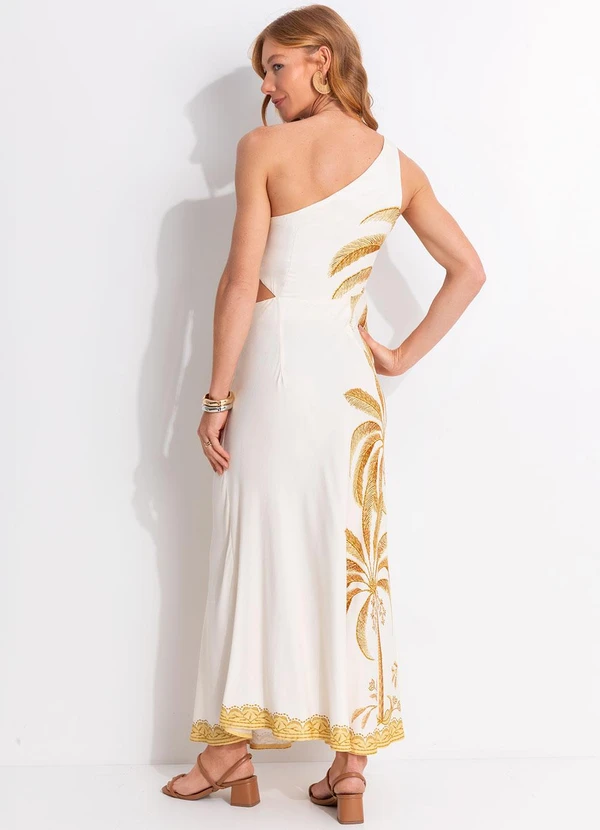 Farm - Vestido Ombro Só Paisagem Tropical Bege 2