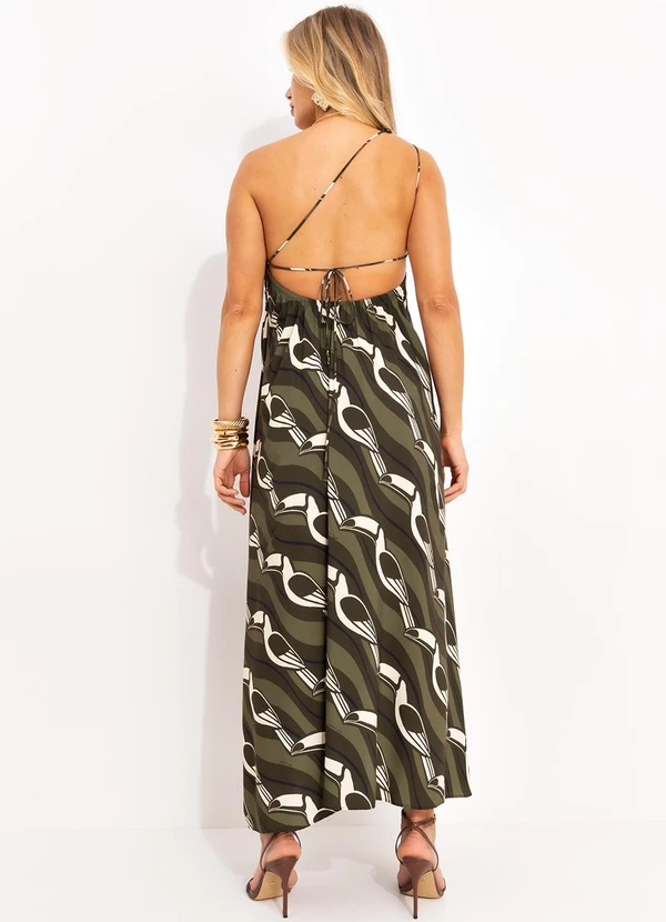 Farm - Vestido Ombro Só Tucano Gráfico em Viscose Verde 2