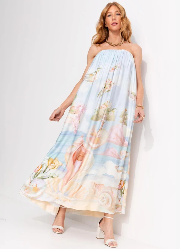 Farm - Vestido Ombros de Fora Venus Azul 3