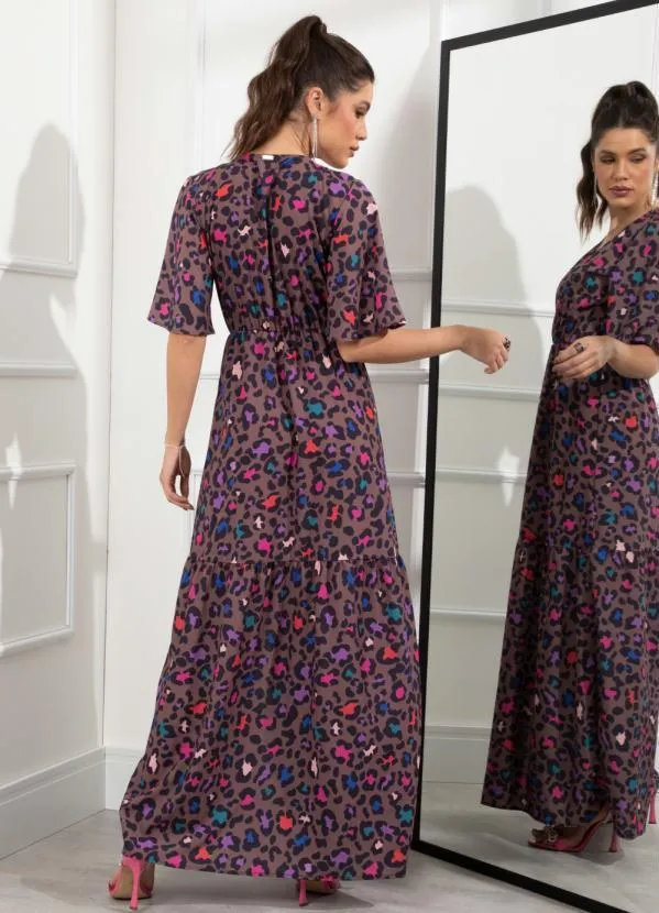 Quintess - Vestido Onça Color com Fenda 4