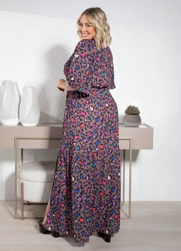 Quintess - Vestido Onça Color com Fenda 2