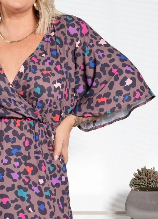 Quintess - Vestido Onça Color com Fenda