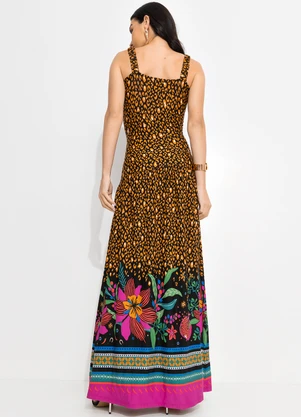 Quintess - Vestido Onça Floral em Malha de Viscose - QUINTESS